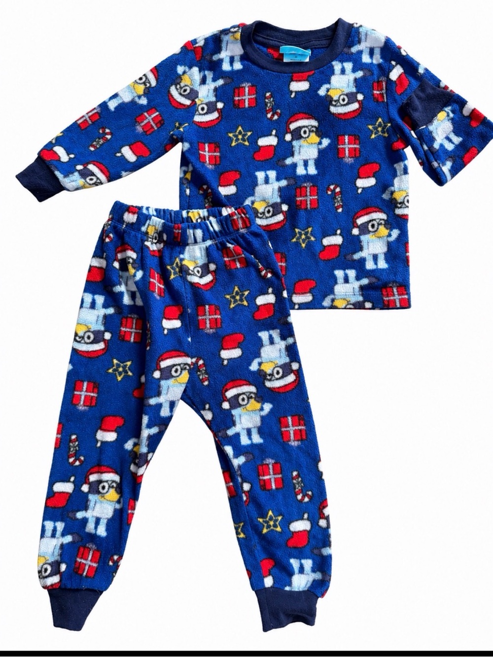 Kids Navy Blue Holiday Fleece Pajama Set